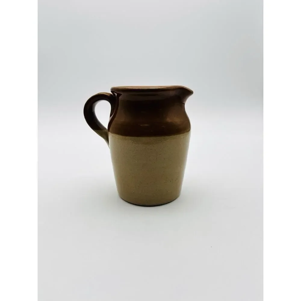 Pearsons Of Chesterfield Crock Creamer Pitcher 1960s England 2 Tone Glazed Brown